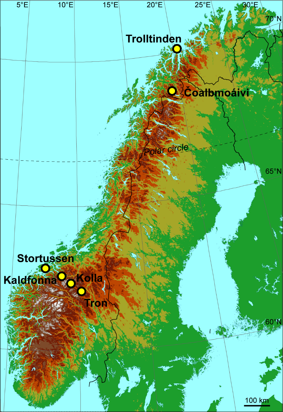 Map of mountains